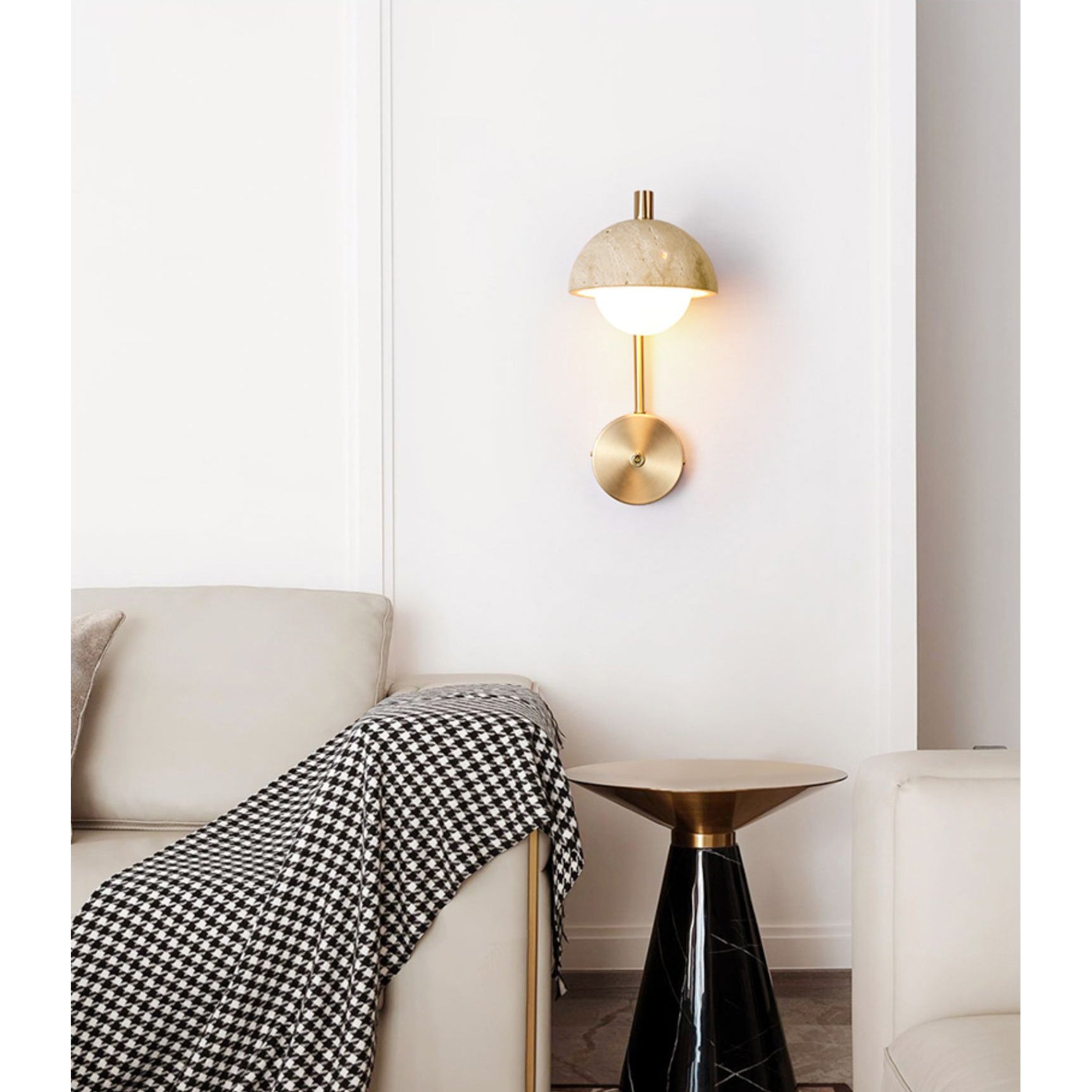 Freyza | Civarir Beige Travertine Wall Light – Bedroom Hallway