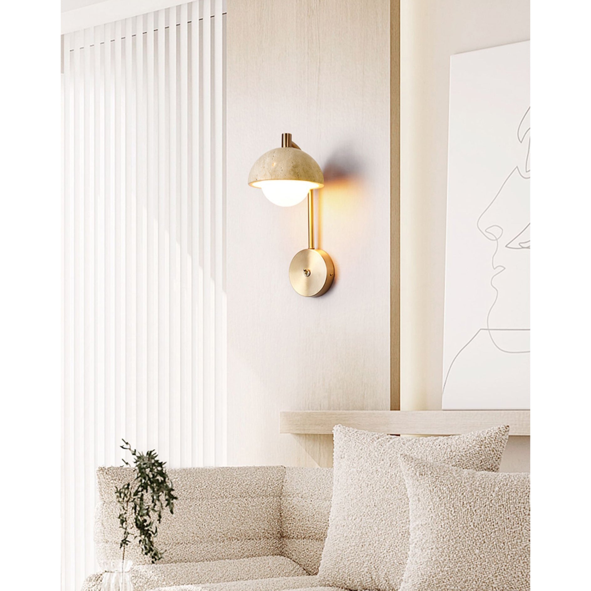 Freyza | Civarir Beige Travertine Wall Light – Bedroom Hallway
