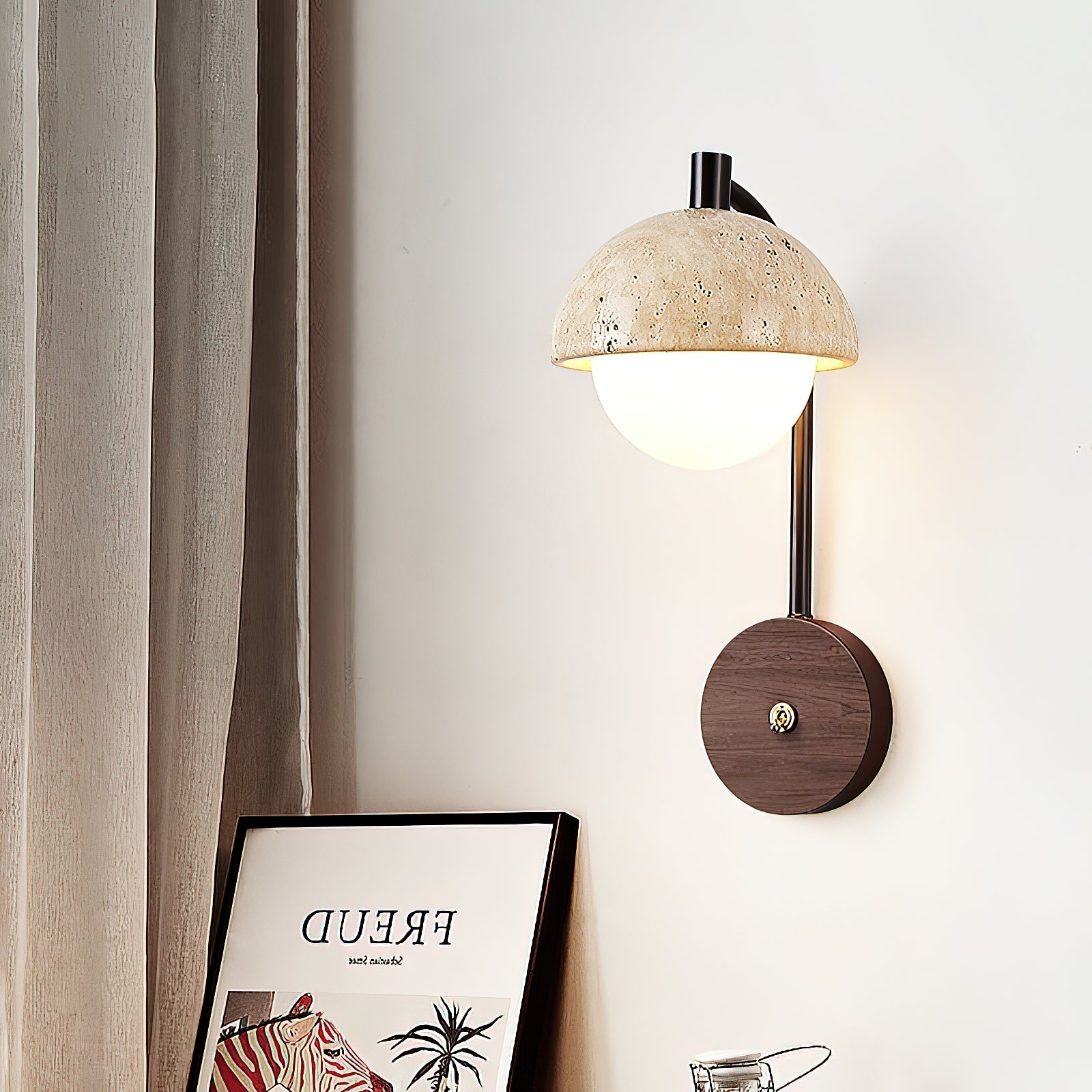 Freyza | Civarir Beige Travertine Wall Light – Bedroom Hallway