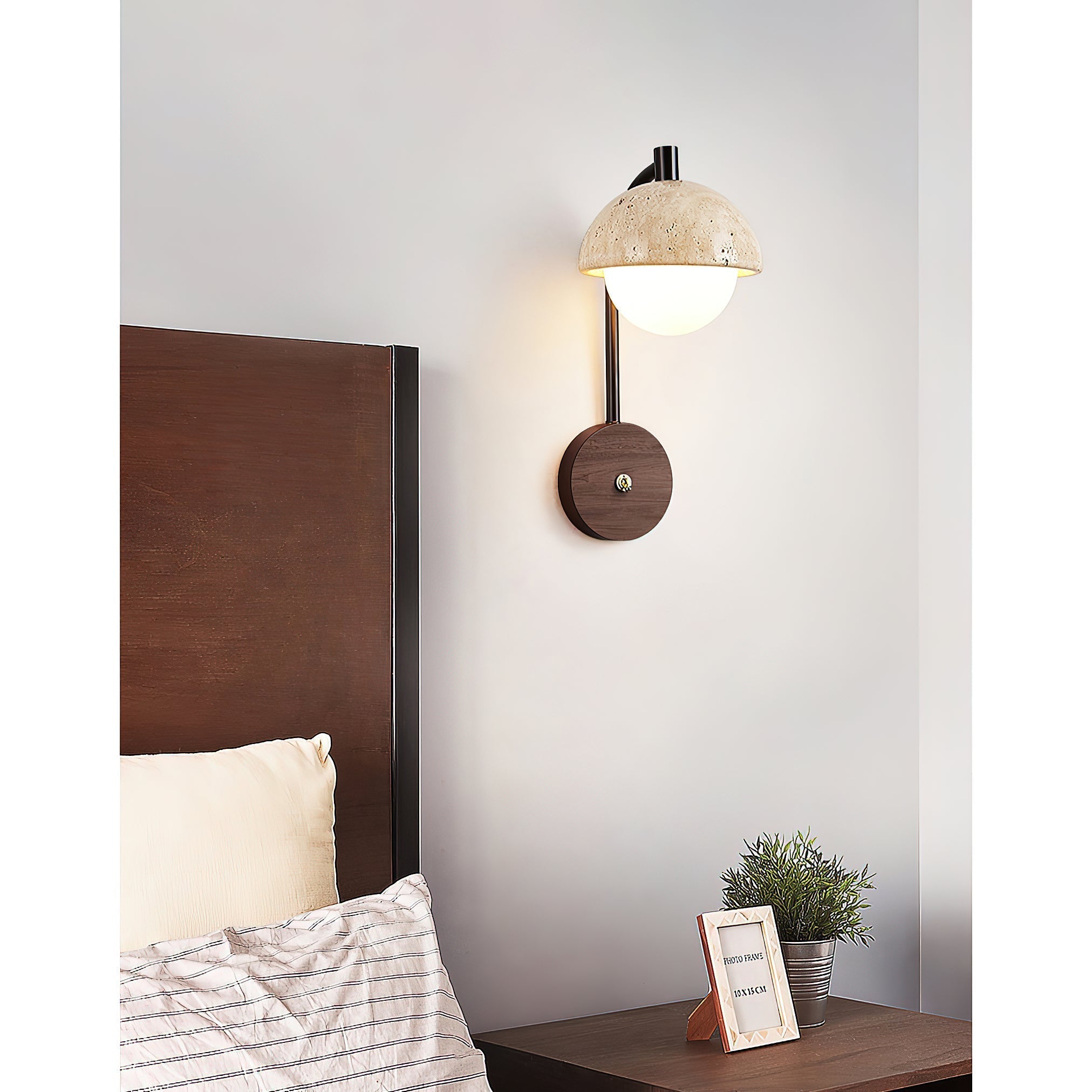 Freyza | Civarir Beige Travertine Wall Light – Bedroom Hallway