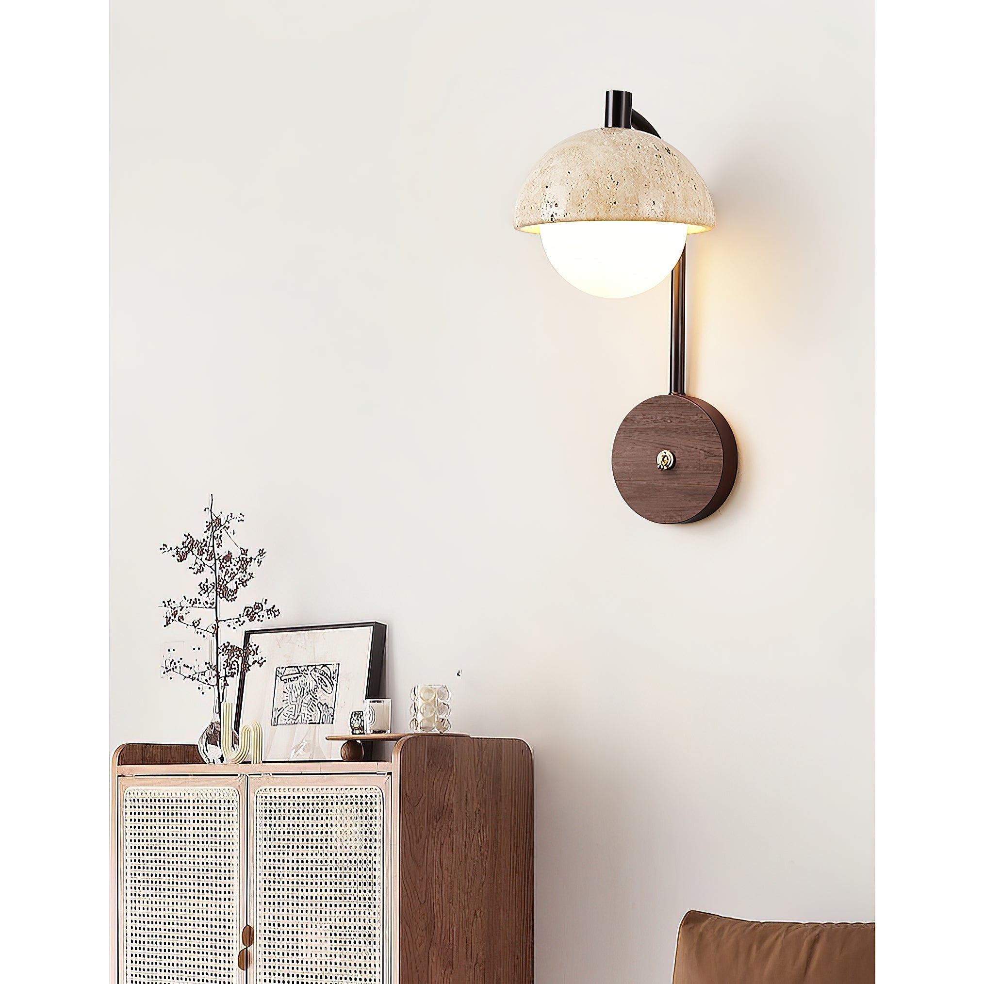 Freyza | Civarir Beige Travertine Wall Light – Bedroom Hallway