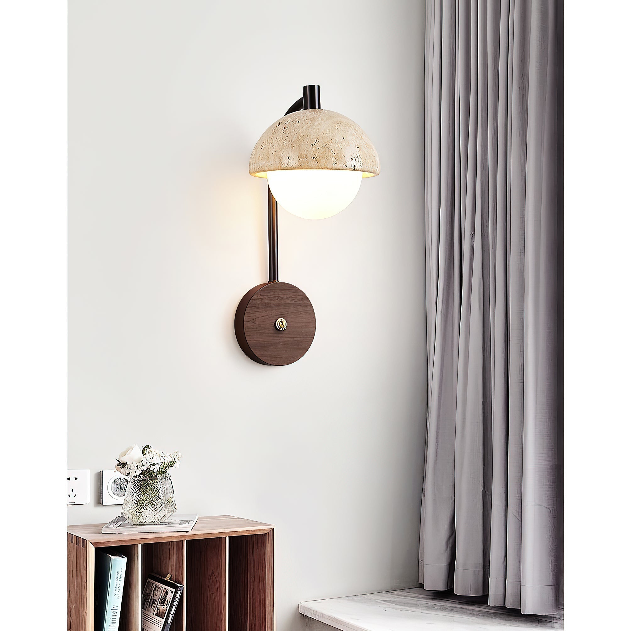 Freyza | Civarir Beige Travertine Wall Light – Bedroom Hallway
