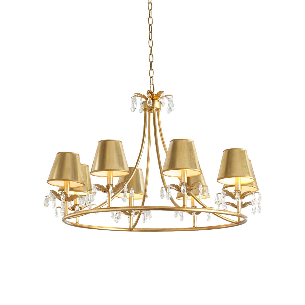 Freyza | Ivsilan Vintage Industrial Brass Crystal Chandelier – Industrial Dining Room Living Room