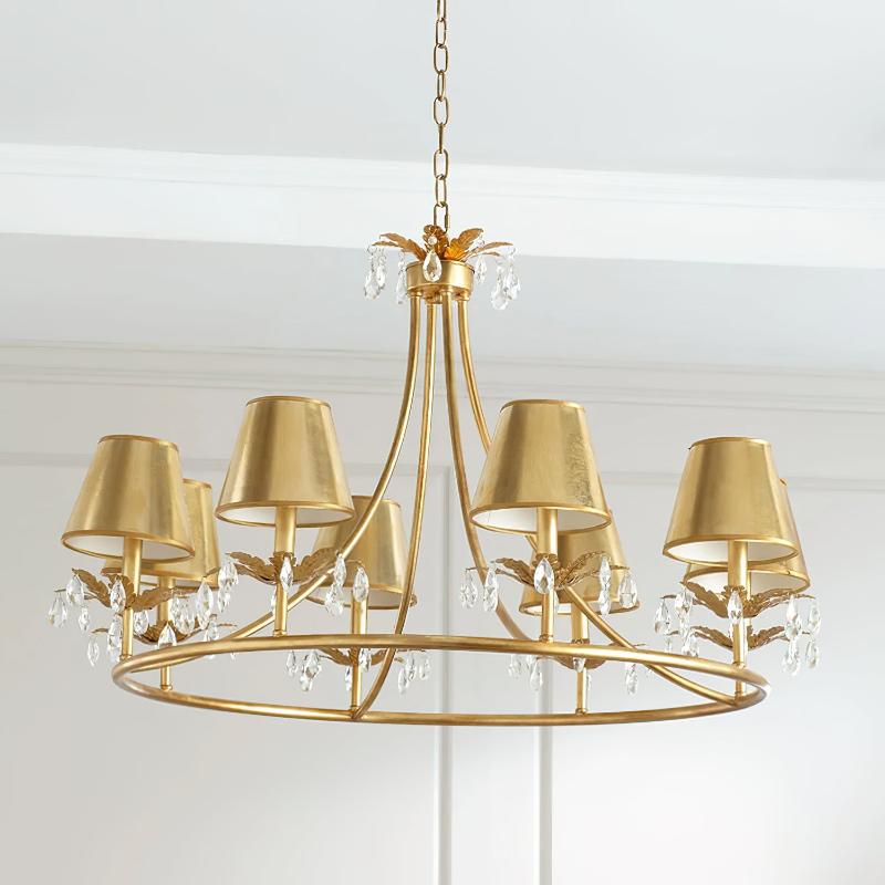 Freyza | Ivsilan Vintage Industrial Brass Crystal Chandelier – Industrial Dining Room Living Room
