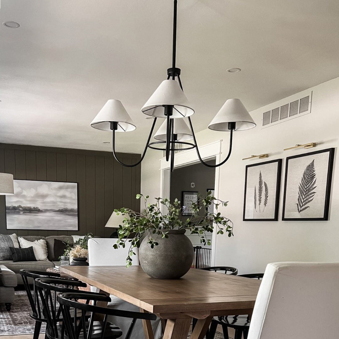 Freyza | Ellaeara Vintage Industrial Black Fabric Chandelier – Industrial Dining Room Living Room
