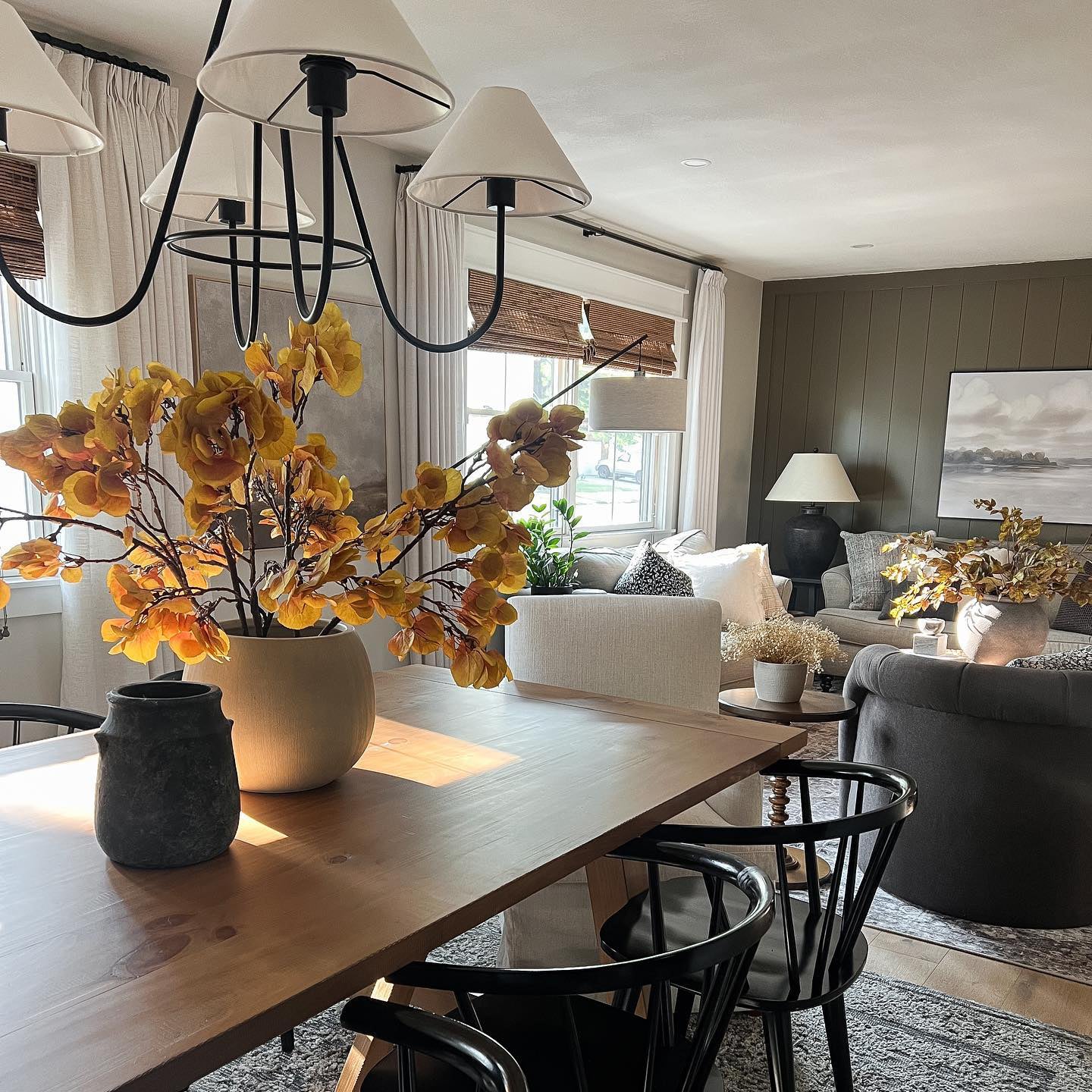 Freyza | Ellaeara Vintage Industrial Black Fabric Chandelier – Industrial Dining Room Living Room