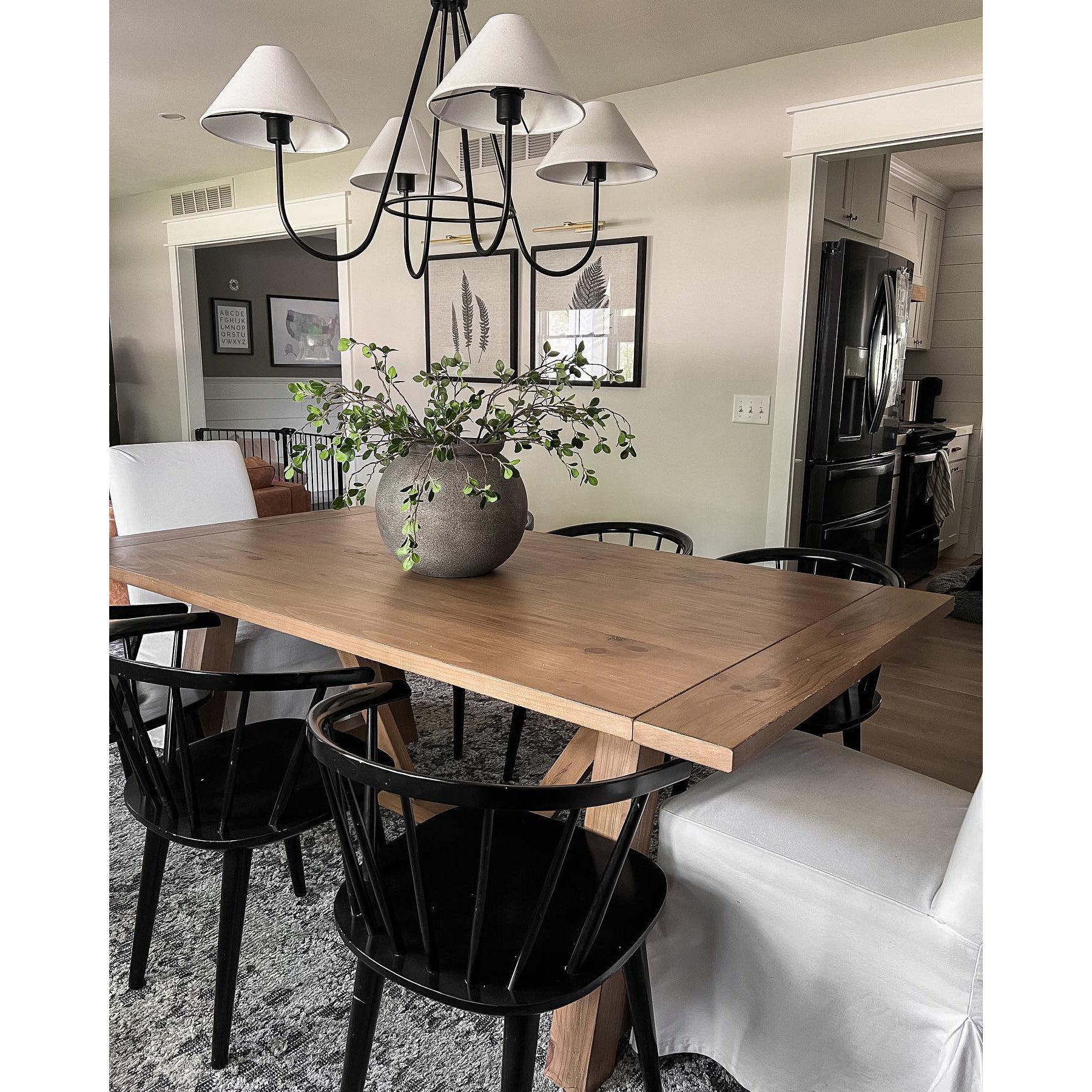 Freyza | Ellaeara Vintage Industrial Black Fabric Chandelier – Industrial Dining Room Living Room
