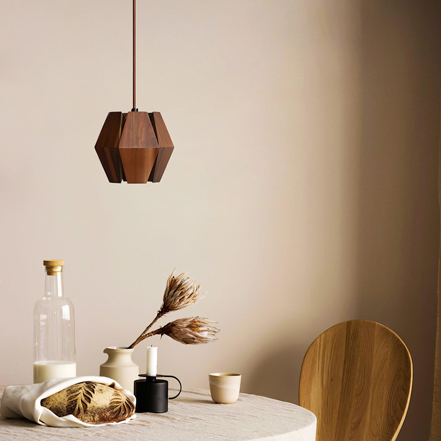 Freyza | Suspension géométrique en bois – Luminaire suspendu minimaliste pour cuisine et salle à manger
