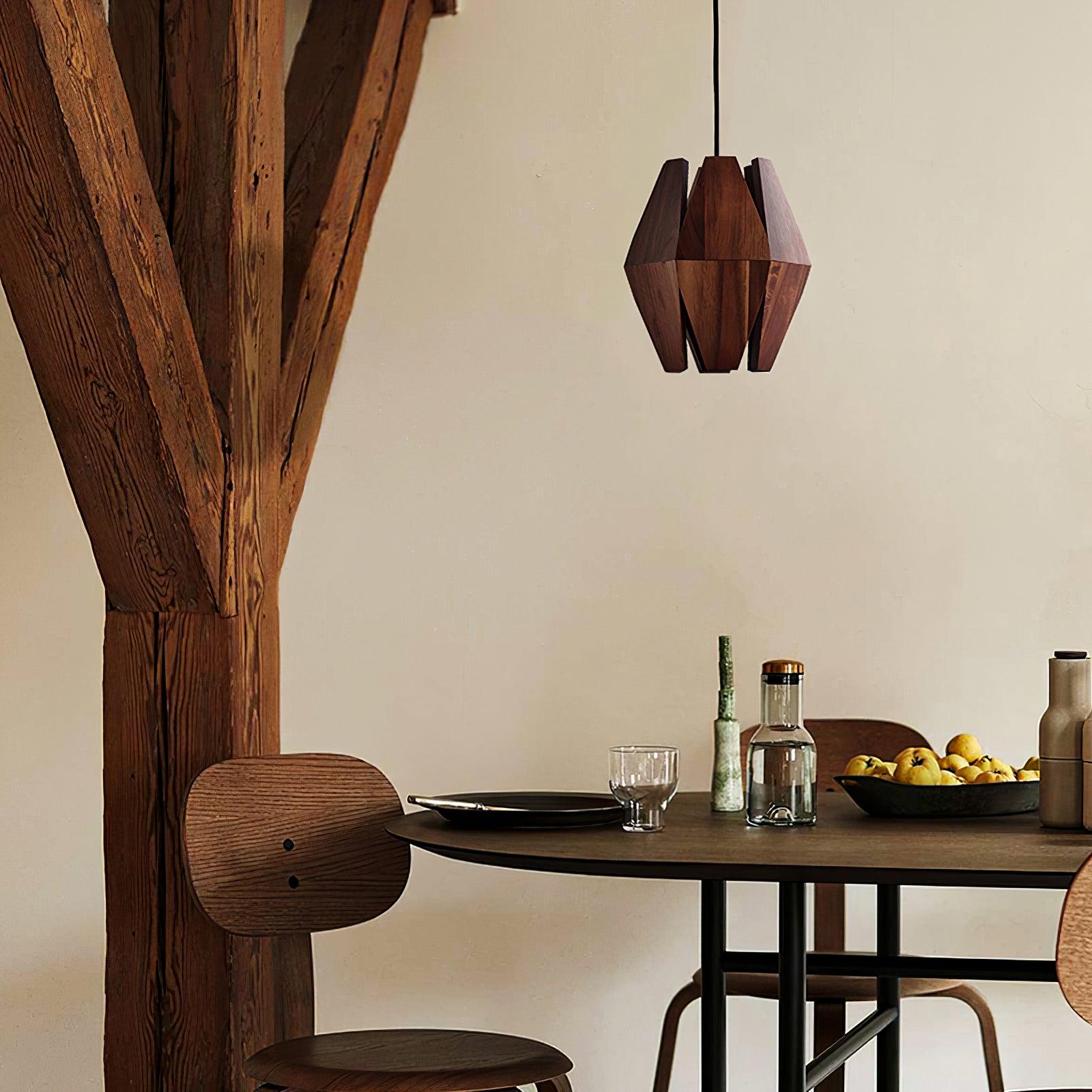 Freyza | Suspension géométrique en bois – Luminaire suspendu minimaliste pour cuisine et salle à manger