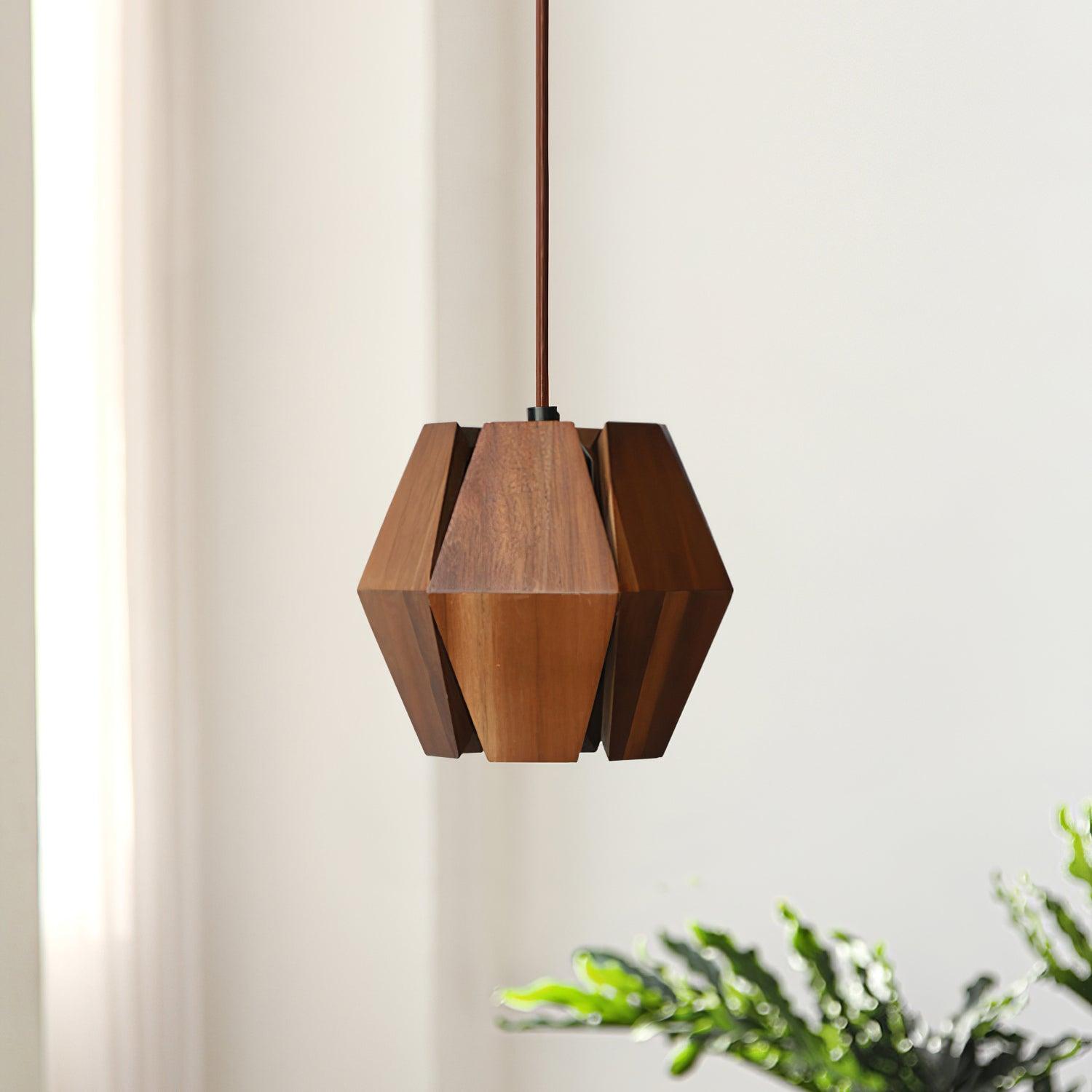 Freyza | Suspension géométrique en bois – Luminaire suspendu minimaliste pour cuisine et salle à manger