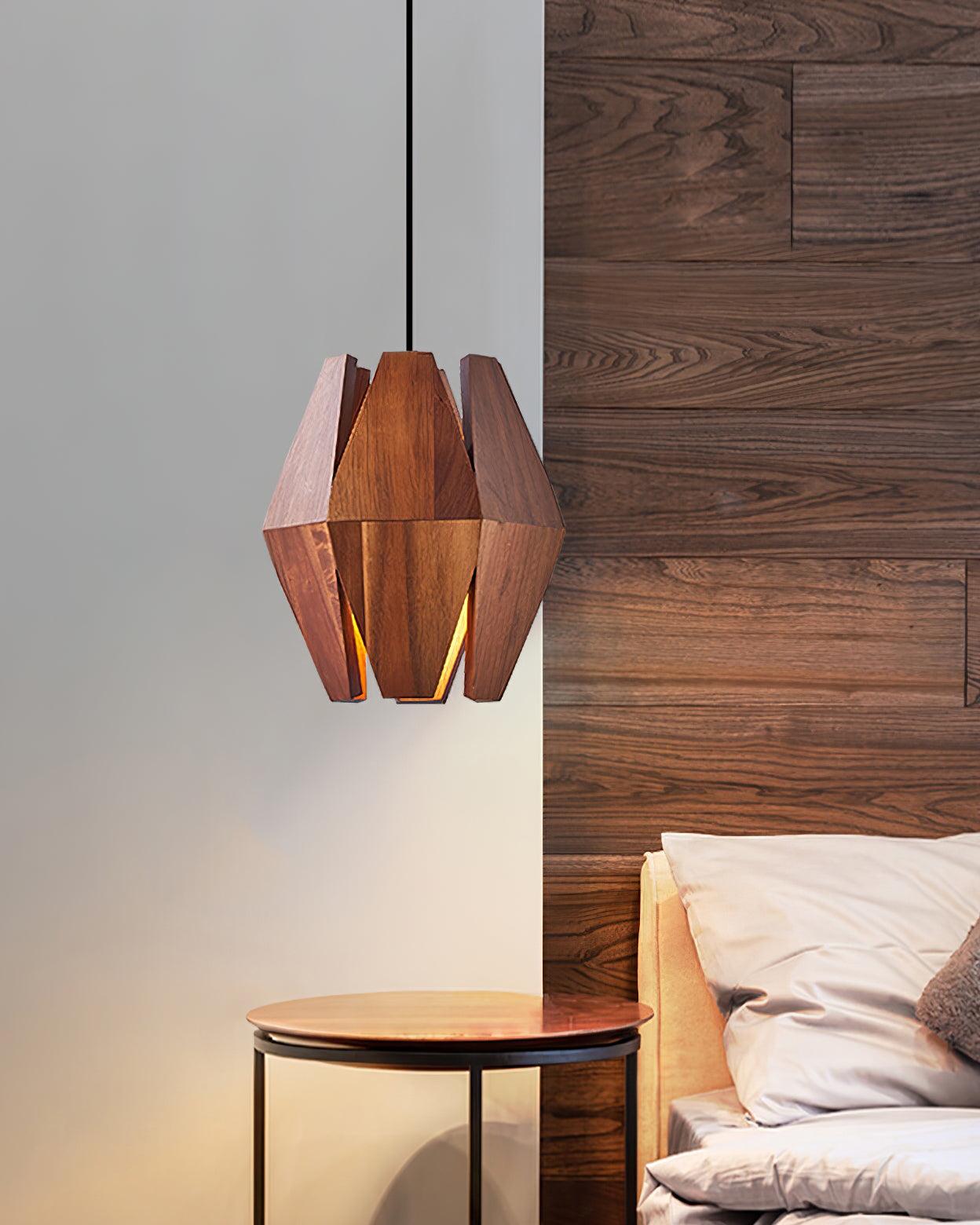 Freyza | Suspension géométrique en bois – Luminaire suspendu minimaliste pour cuisine et salle à manger
