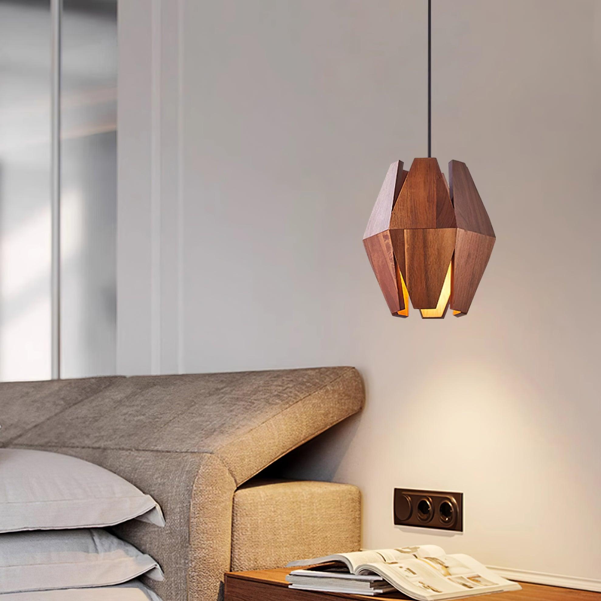 Freyza | Suspension géométrique en bois – Luminaire suspendu minimaliste pour cuisine et salle à manger