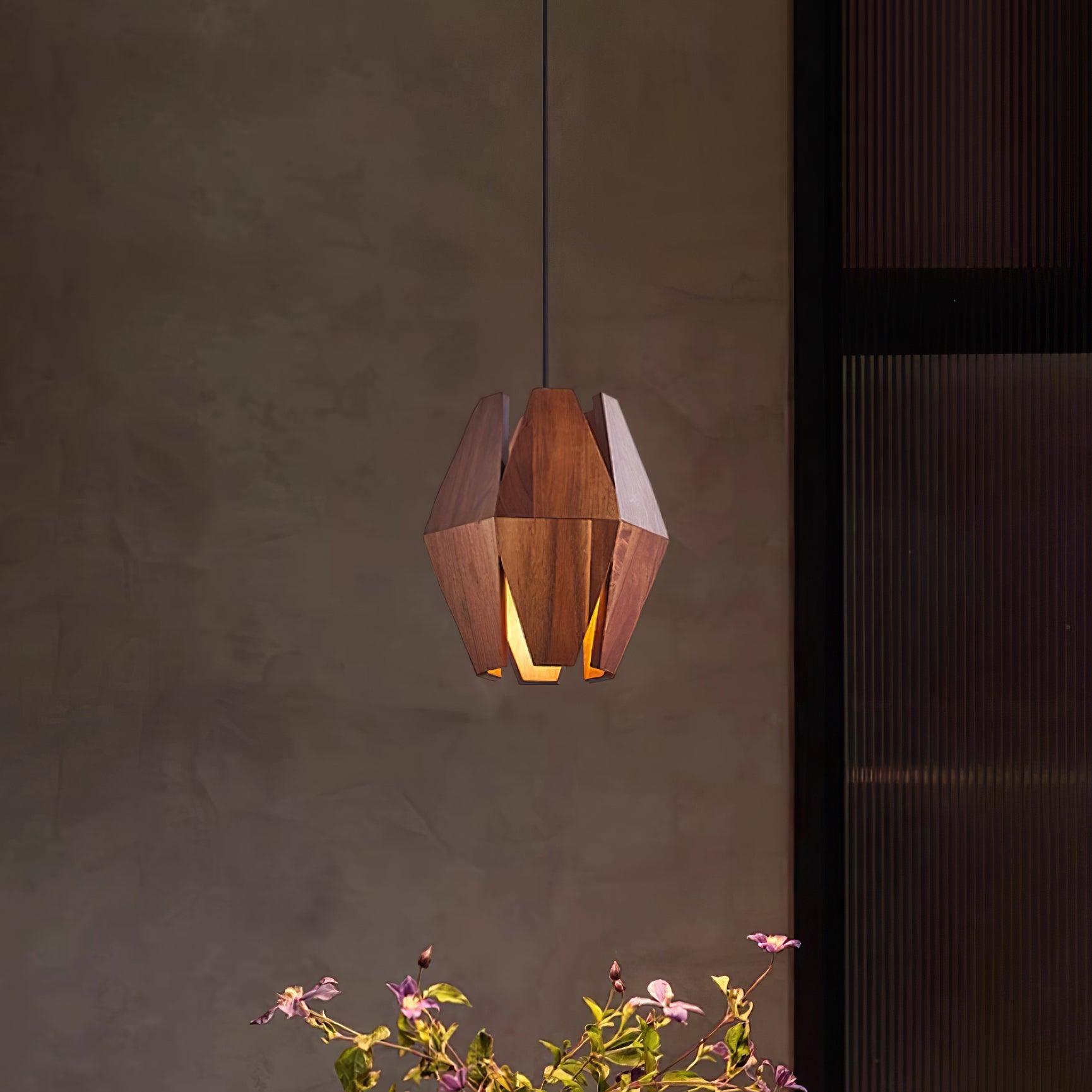 Freyza | Suspension géométrique en bois – Luminaire suspendu minimaliste pour cuisine et salle à manger