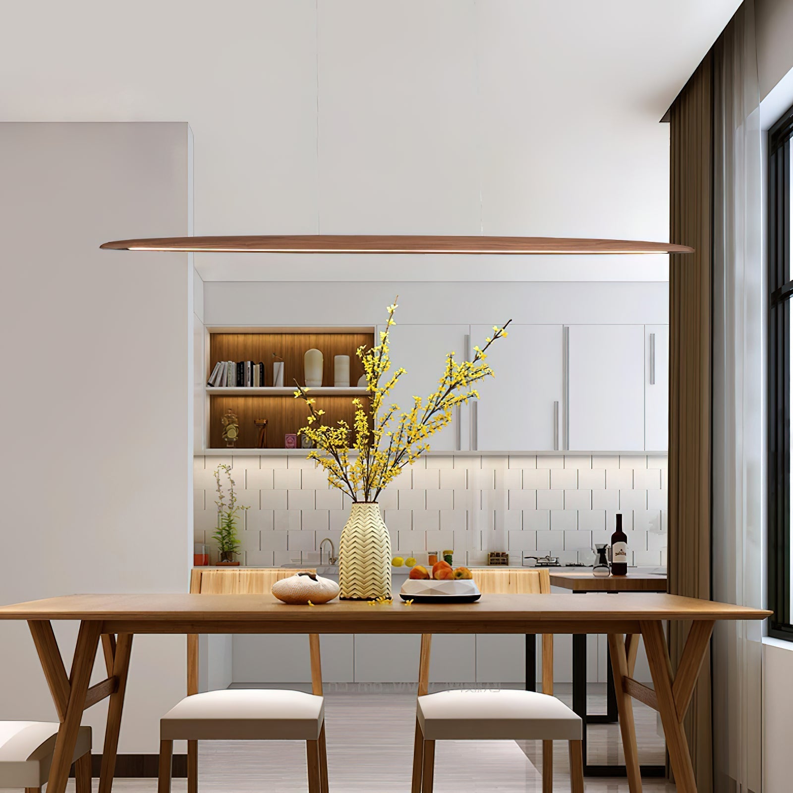 Freyza | Zing Walnut Wood Wood Pendant Light – Kitchen Dining Room