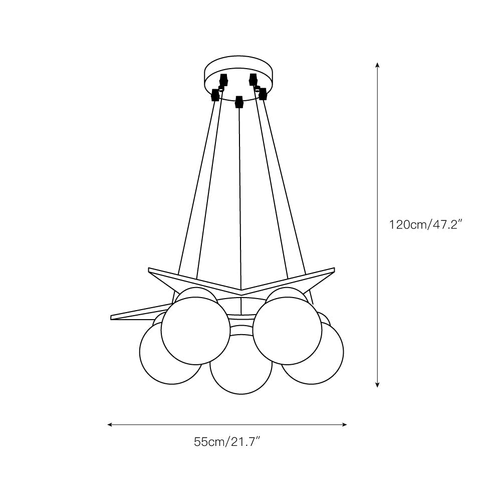 Freyza | Zothaus Star Glass Glass Wood Chandelier – Dining Room Living Room