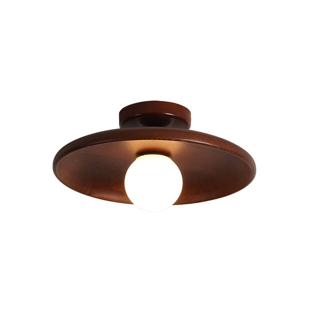 Wooden Flush Mount Ceiling Light with Spherical Fitting | Compact Design for Warm Ambiance 1