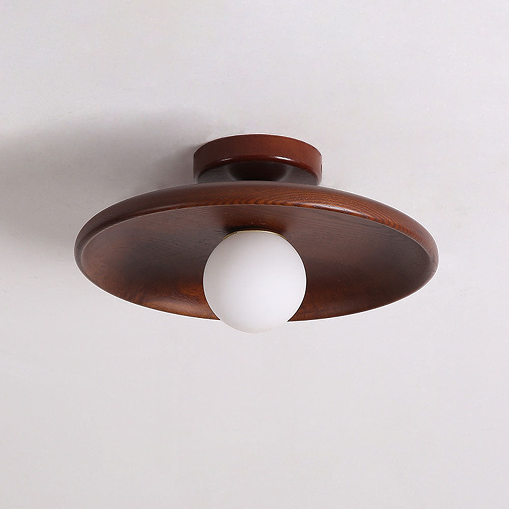 Wooden Flush Mount Ceiling Light with Spherical Fitting | Compact Design for Warm Ambiance 3