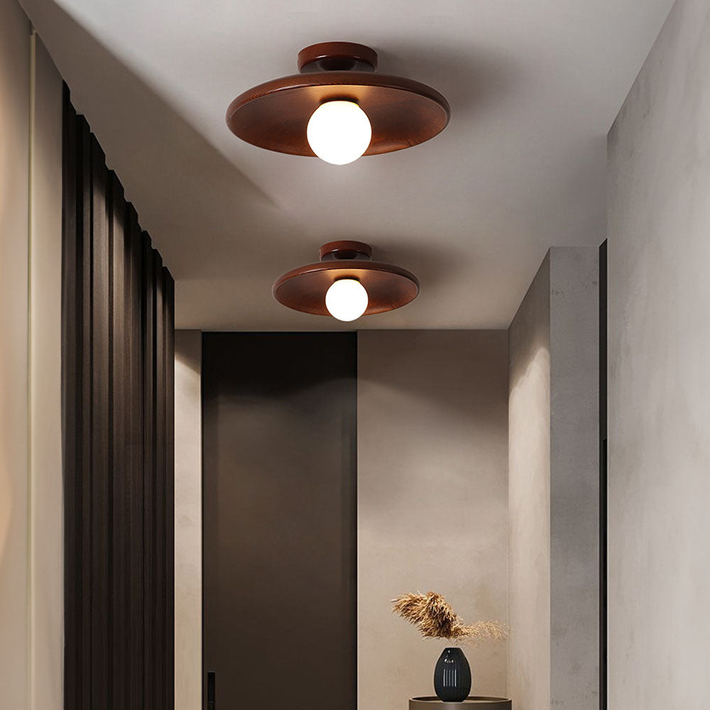 Wooden Flush Mount Ceiling Light with Spherical Fitting | Compact Design for Warm Ambiance 4