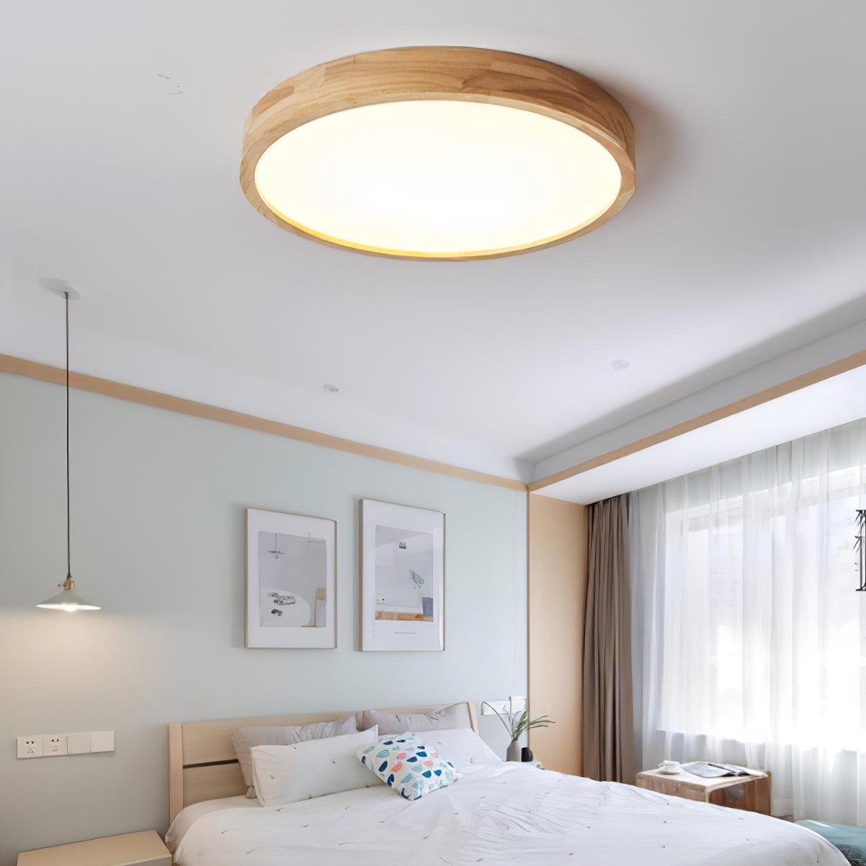 Freyza | Wood Flush Mount Ceiling Light – Bedroom Hallway Kitchen