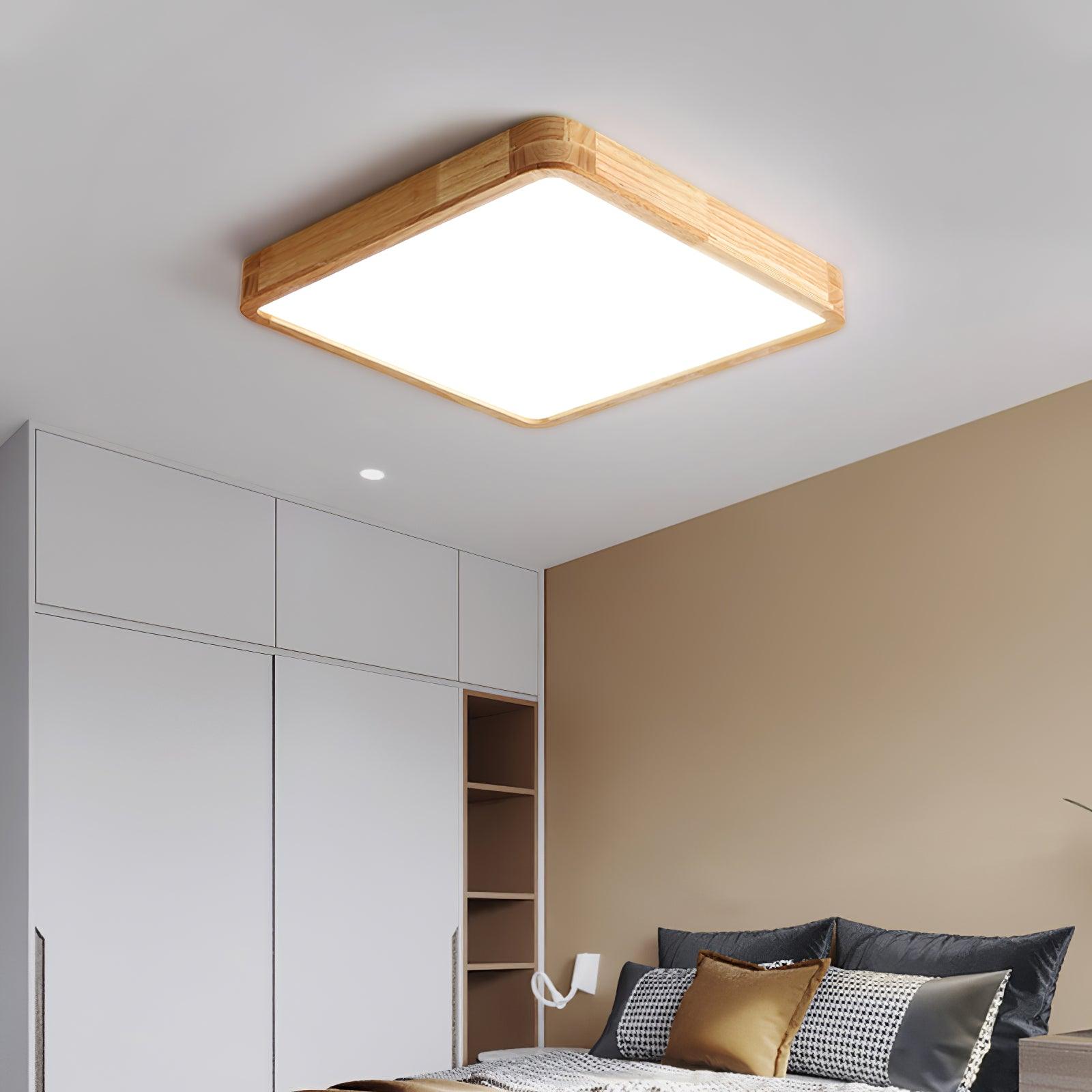 Freyza | Wood Flush Mount Ceiling Light – Bedroom Hallway Kitchen
