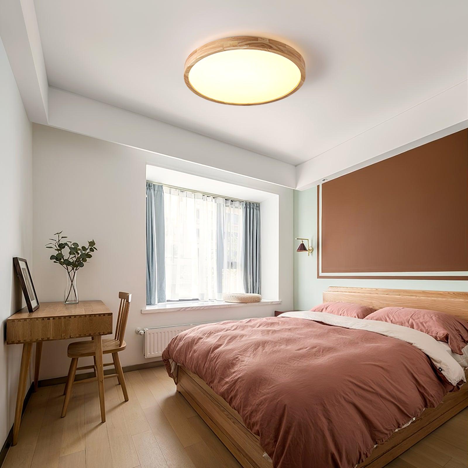 Freyza | Wood Flush Mount Ceiling Light – Bedroom Hallway Kitchen