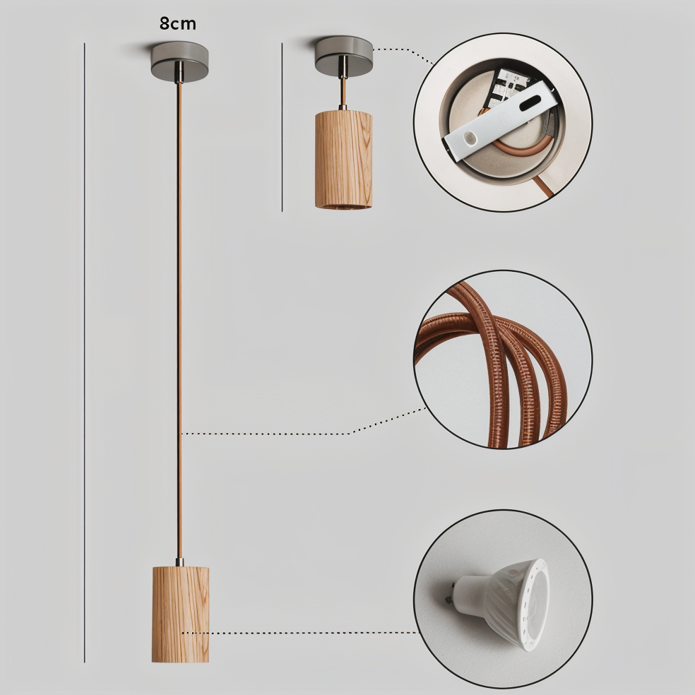 Wooden Hanging Lamp | Adjustable Kitchen Pendant Light with Modern Design | Cozy Illumination for Stylish Interiors 5