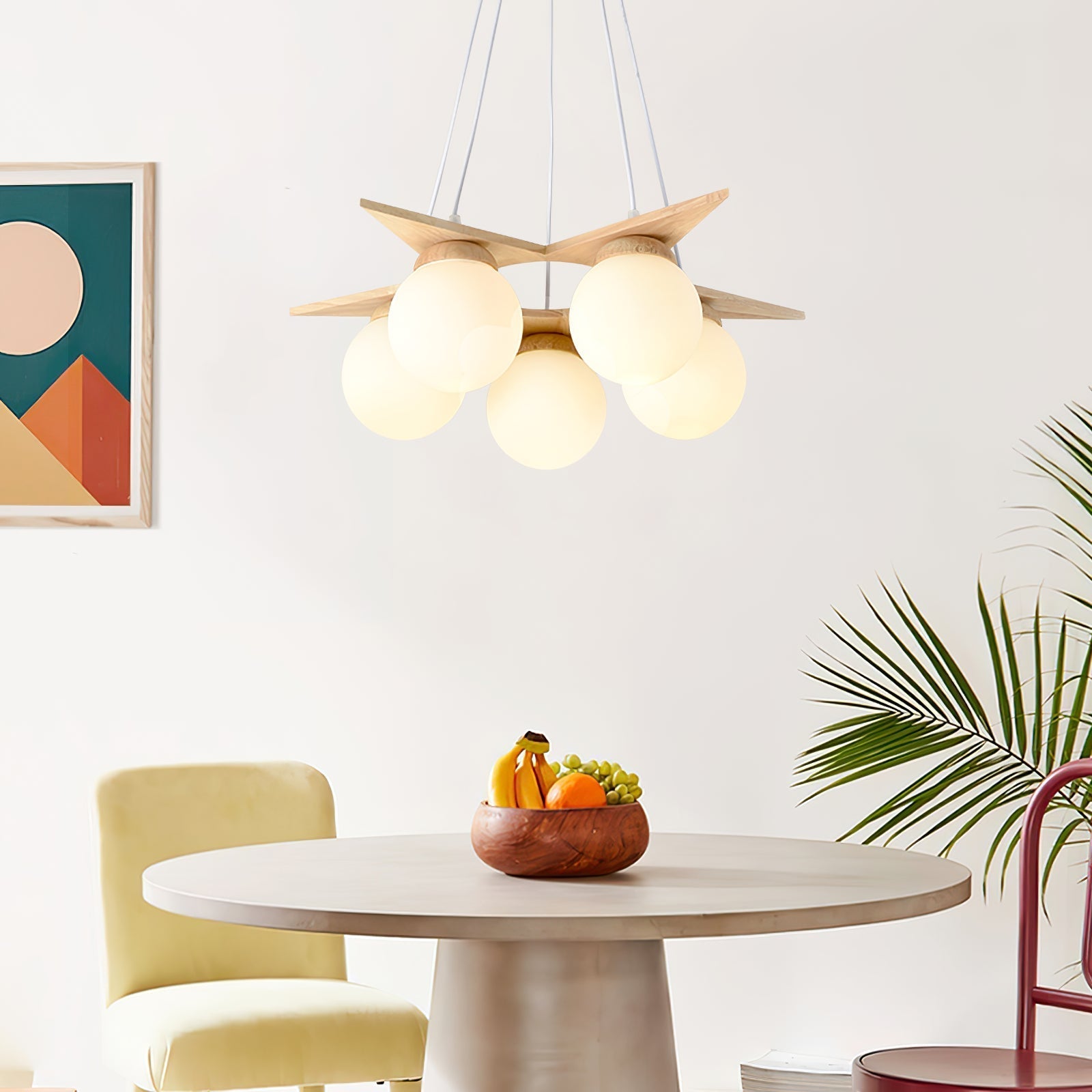 Freyza | Zothaus Star Glass Glass Wood Chandelier – Dining Room Living Room