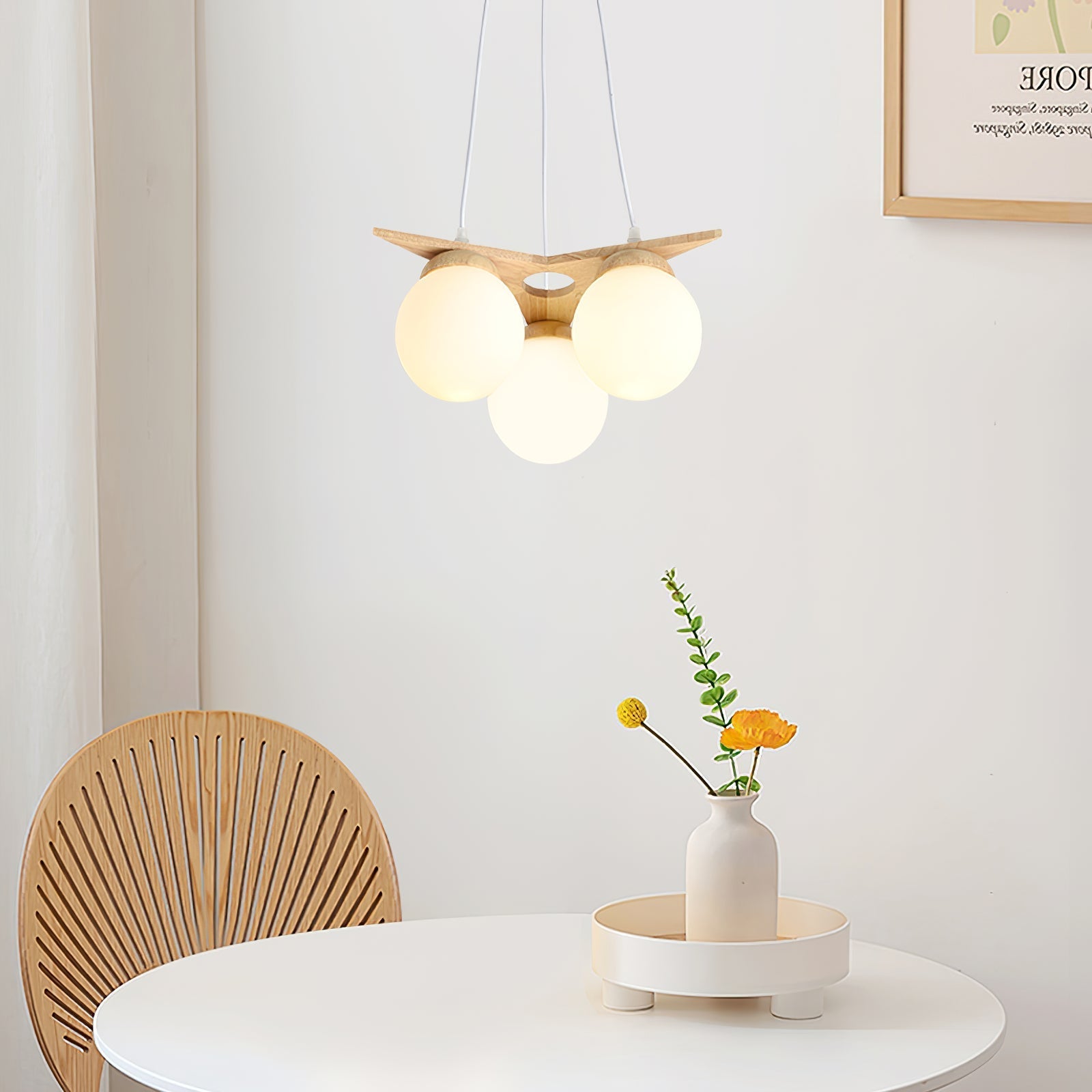 Freyza | Zothaus Star Glass Glass Wood Chandelier – Dining Room Living Room