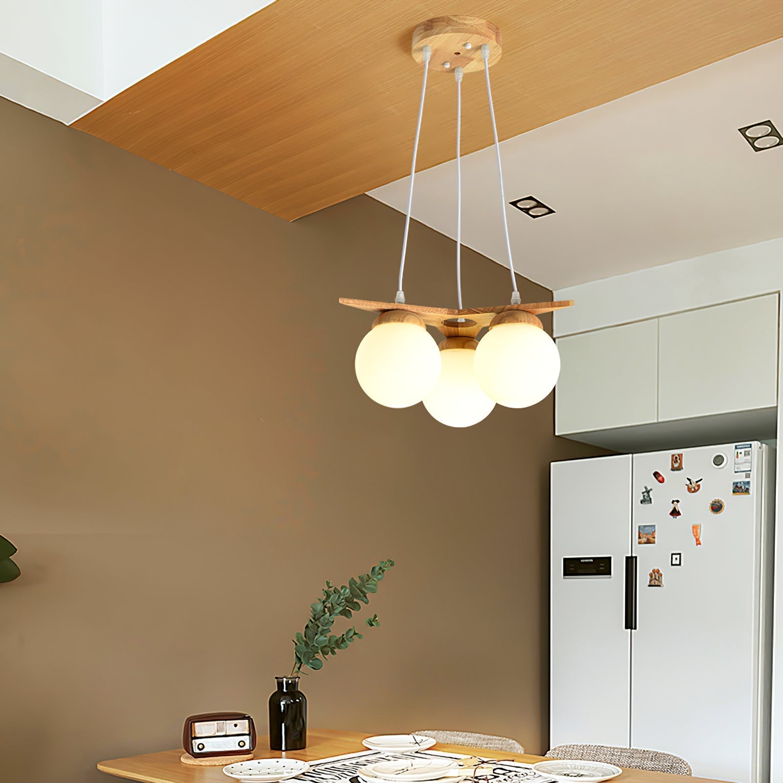 Freyza | Zothaus Star Glass Glass Wood Chandelier – Dining Room Living Room
