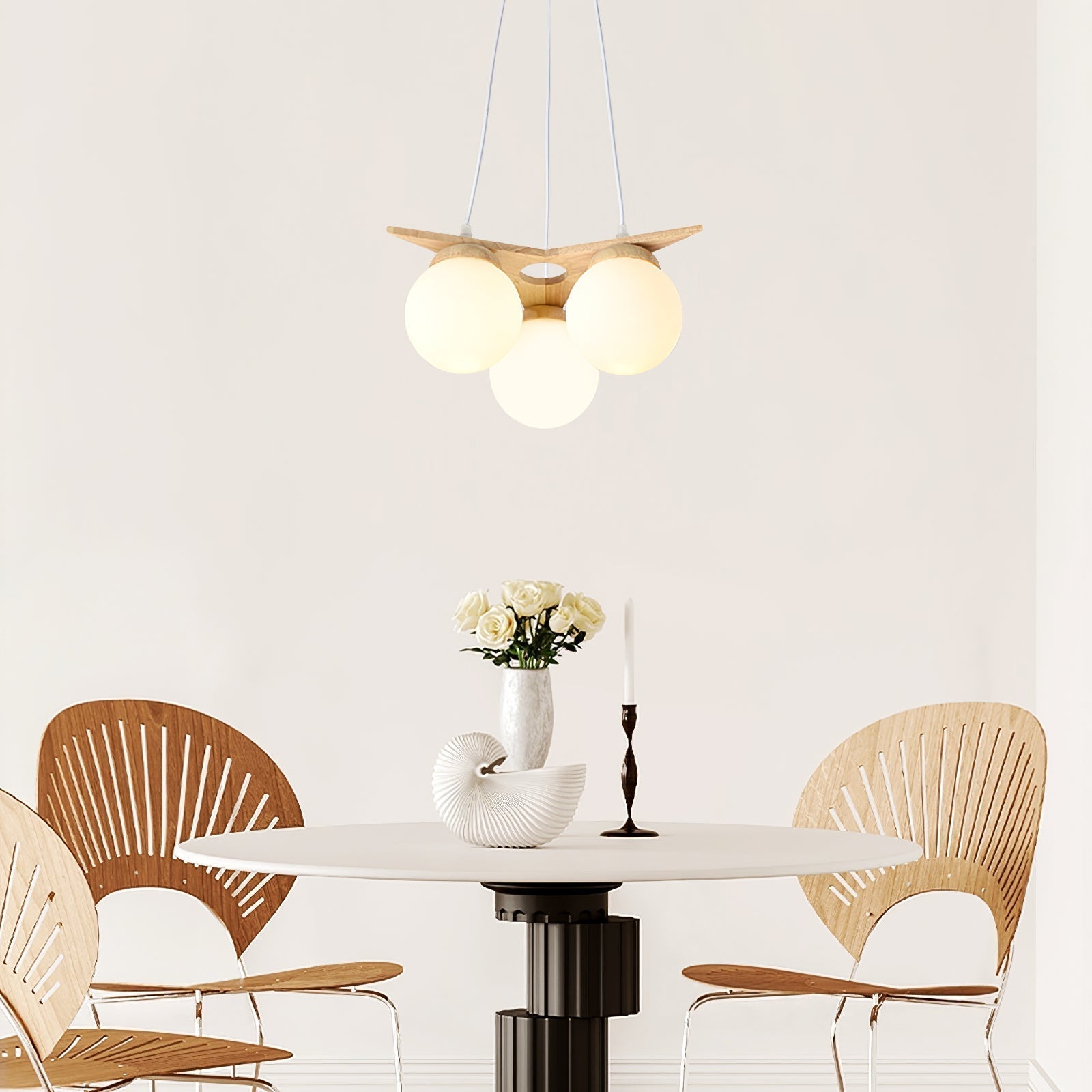 Freyza | Zothaus Star Glass Glass Wood Chandelier – Dining Room Living Room