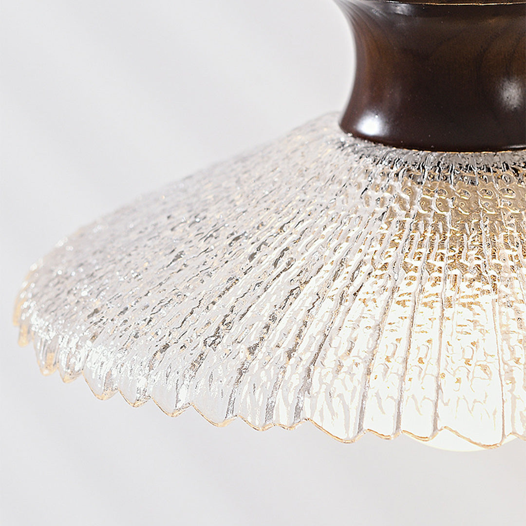 Freyza - LED Wall Sconce Light – Retro South Seas Brass Wood Glass (24x24cm / 9.45x9.45in)