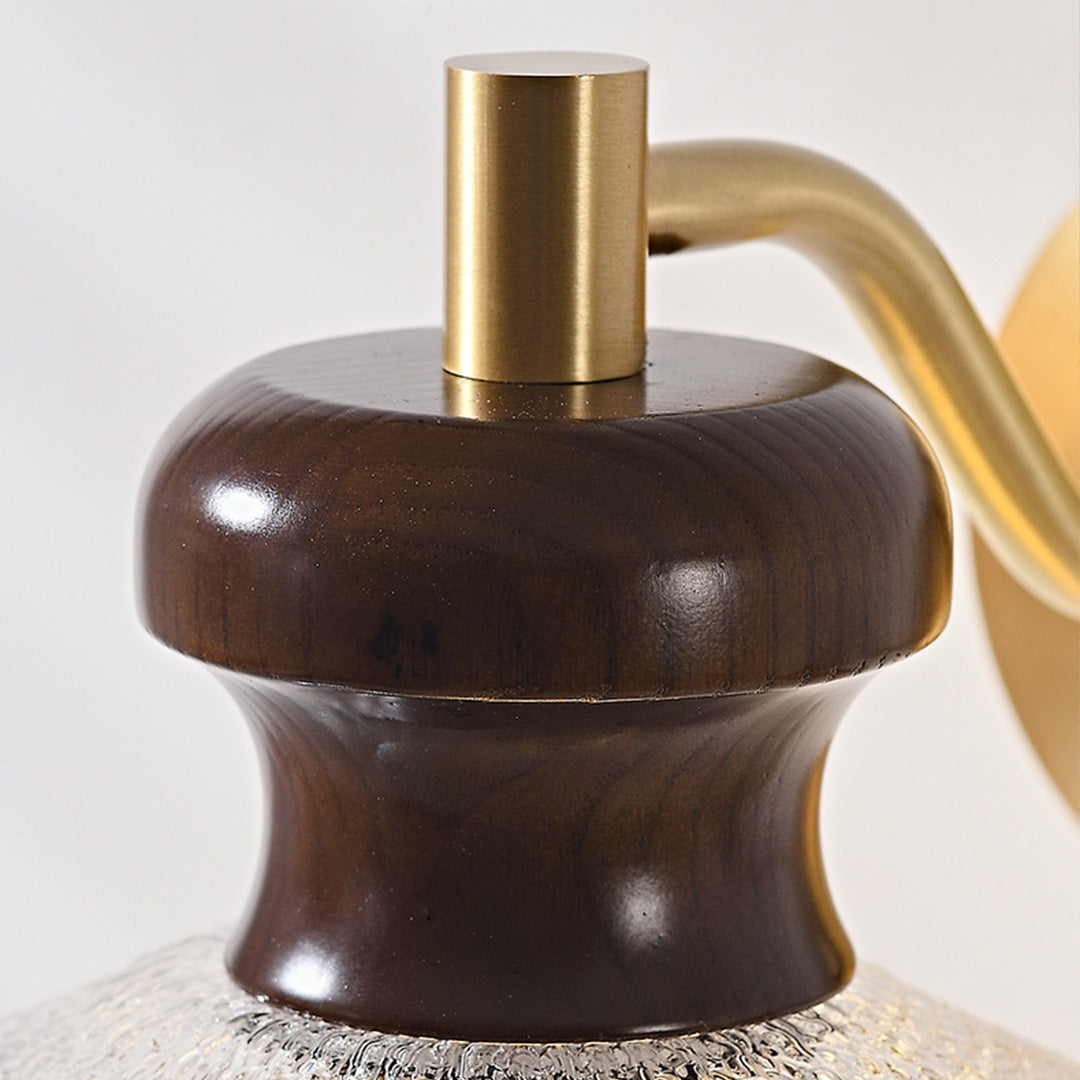 Freyza - LED Wall Sconce Light – Retro South Seas Brass Wood Glass (24x24cm / 9.45x9.45in)