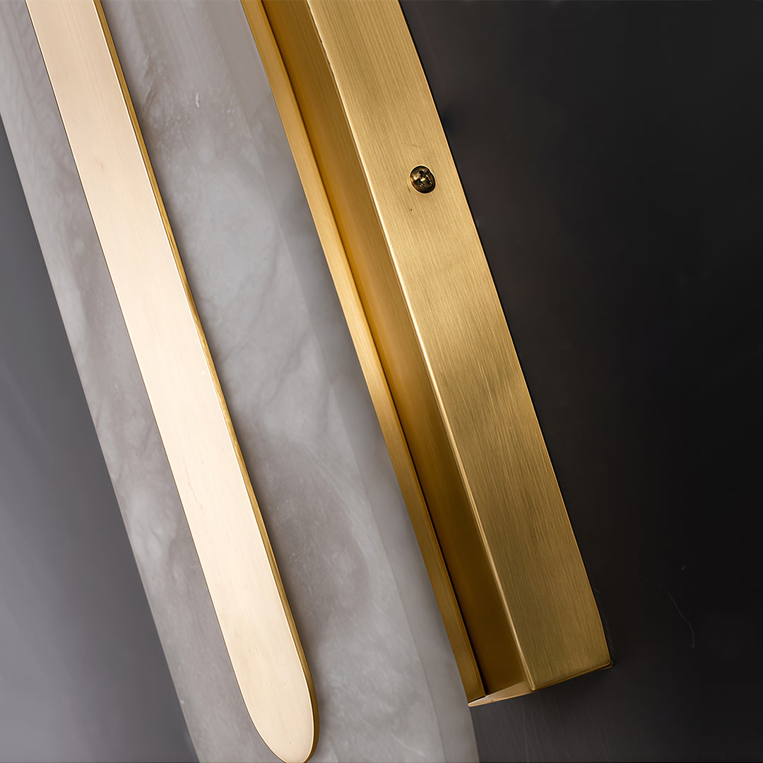 Freyza - LED Wall Sconce Light – Round Square Cloud Stone Brass Gold (30-50cm / 11.8-19.7in)