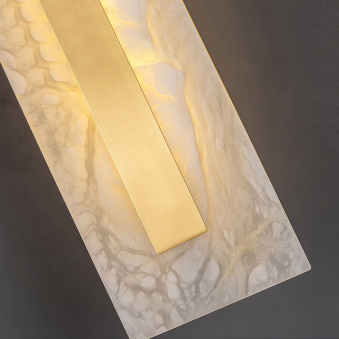 Freyza - LED Wall Sconce Light – Round Square Cloud Stone Brass Gold (30-50cm / 11.8-19.7in)