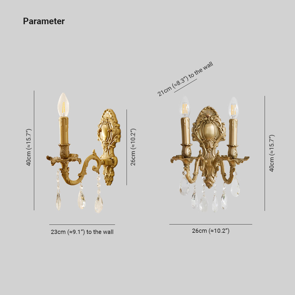 Freyza | Silva Vintage Luxury Crystal Indoor Wall Light – Vintage Bedroom Living Room