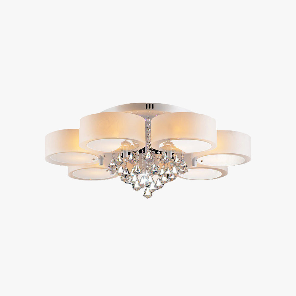 Freyza | Arisha Flush Mount White Glass Flush Mount Ceiling Light – Modern Bedroom Hallway Kitchen