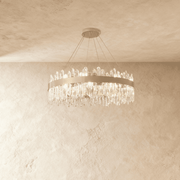 Freyza - Elegant Gold Geometric Crystal Chandelier for Dining Room
