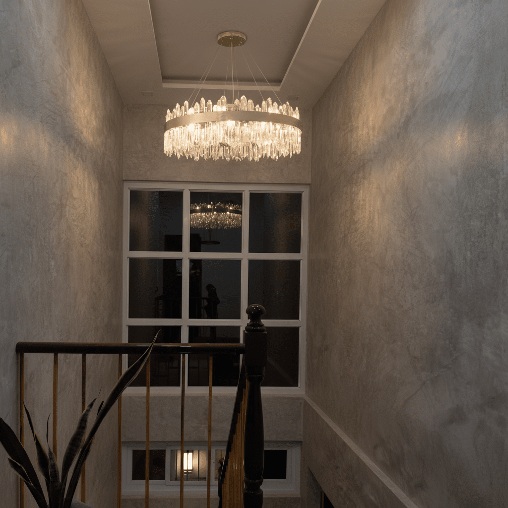 Freyza - Elegant Gold Geometric Crystal Chandelier for Dining Room