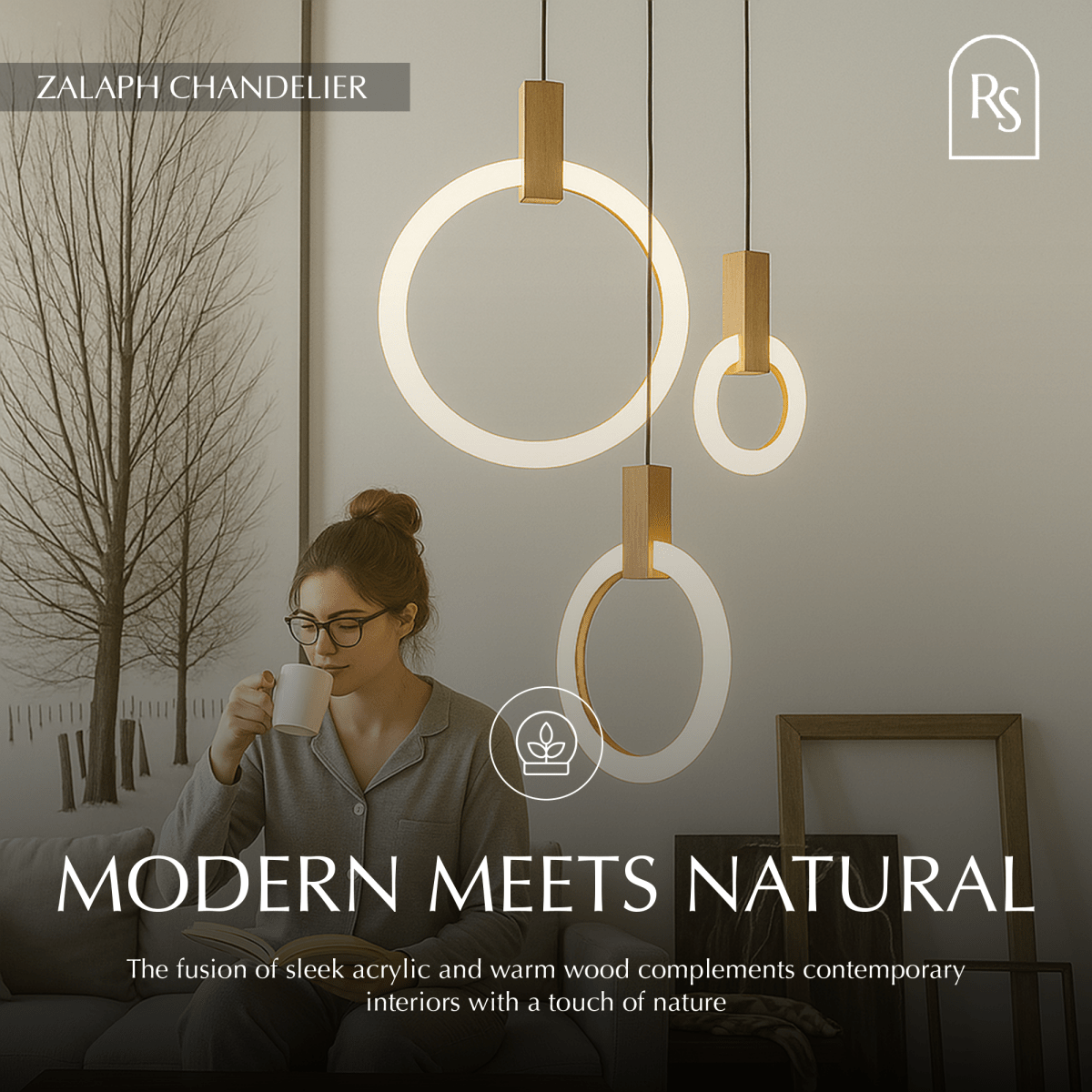 Freyza - ZalaphAura | Elegant Modern Acrylic Ring Chandelier Lighting Fixture