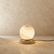 ZevaGlow | Elegant Brass and Glass Modern Table Lamp for Bedroom 0