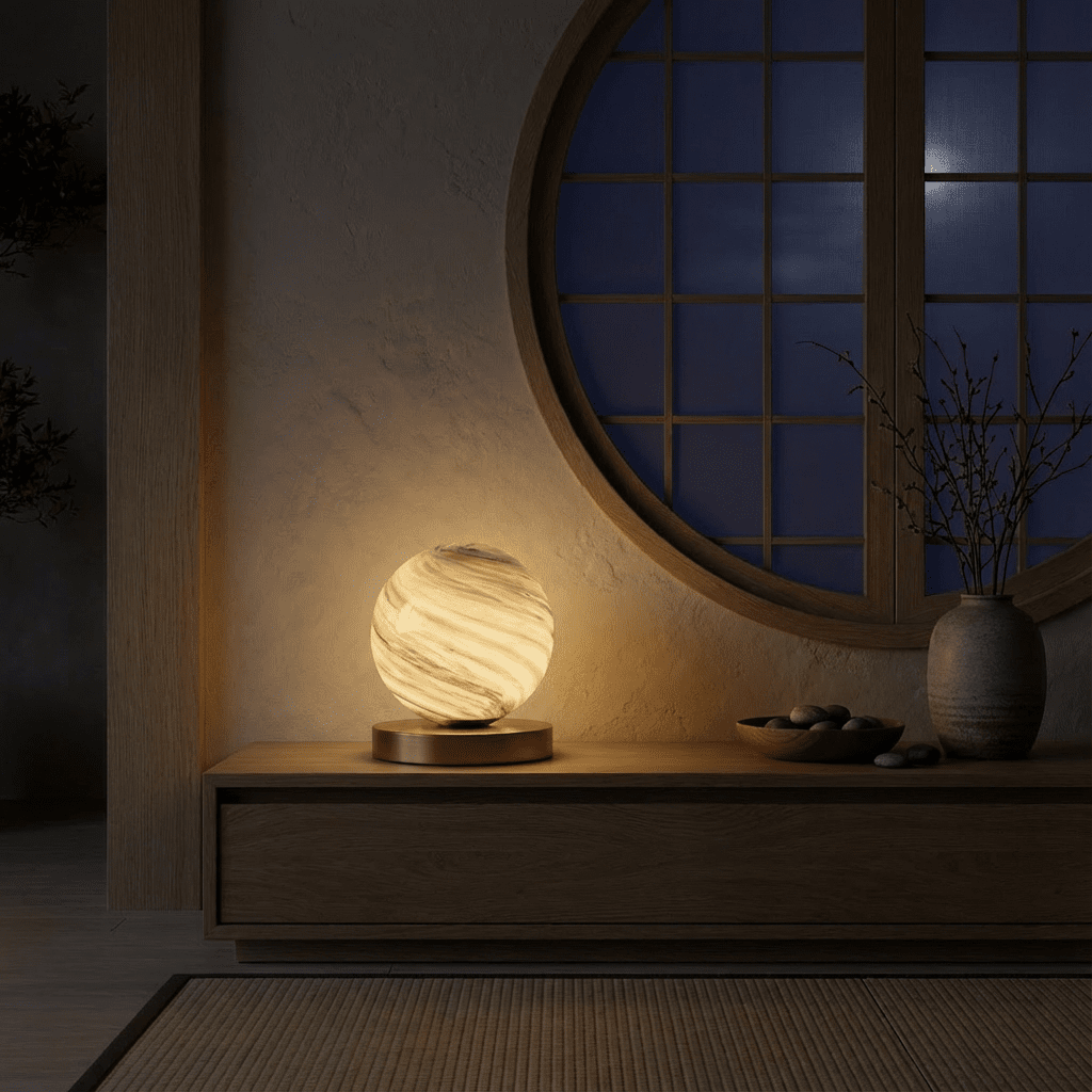 ZevaGlow | Elegant Brass and Glass Modern Table Lamp for Bedroom 3