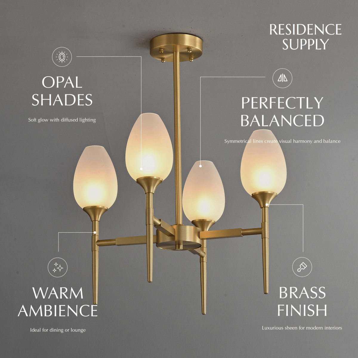 Freyza - Elegant Gold Copper Modern Chandelier Light Fixture