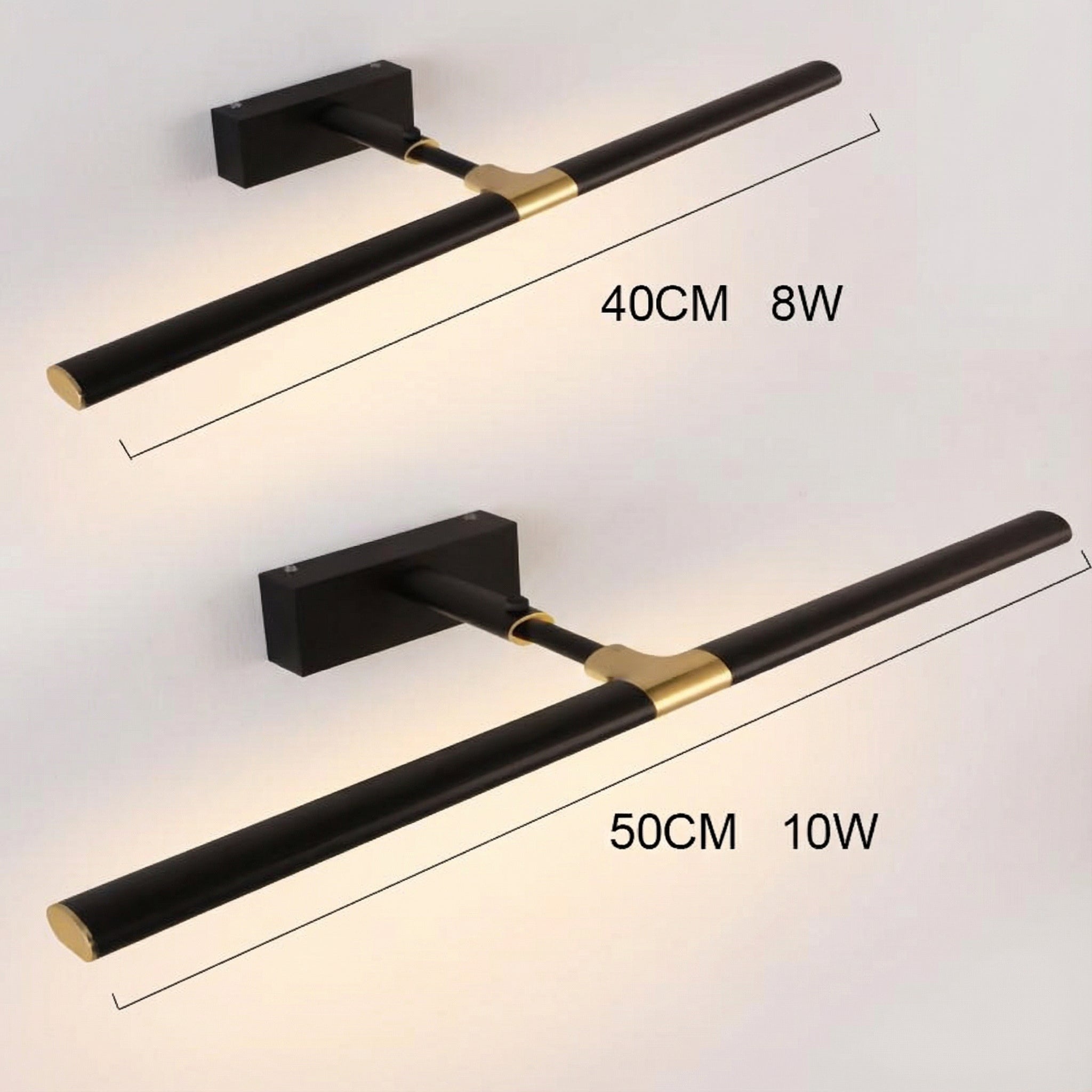 Freyza - LED Bathroom Vanity Light Adjustable Aluminum Anti-Fog Sconce Black Gold Silver 40cm-50cm