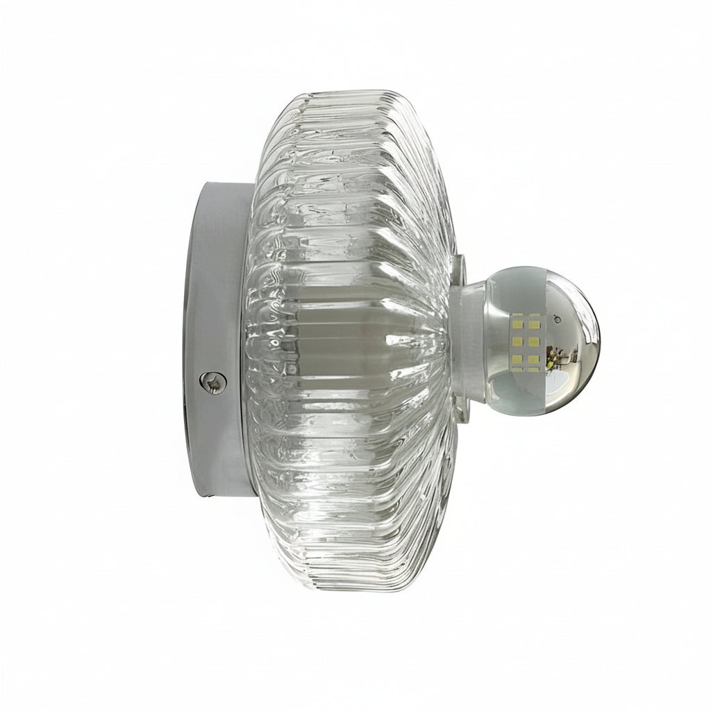 Freyza - LED Wall Sconce Light – Modern Medieval Round Glass Chrome (15x12cm / 5.9x4.7in)