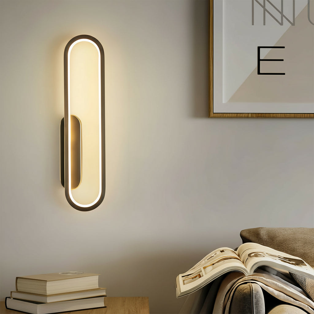 Freyza - LED Wall Sconce Light – Oval Minimalist Aluminum Silicone (40cm / 15.7in)