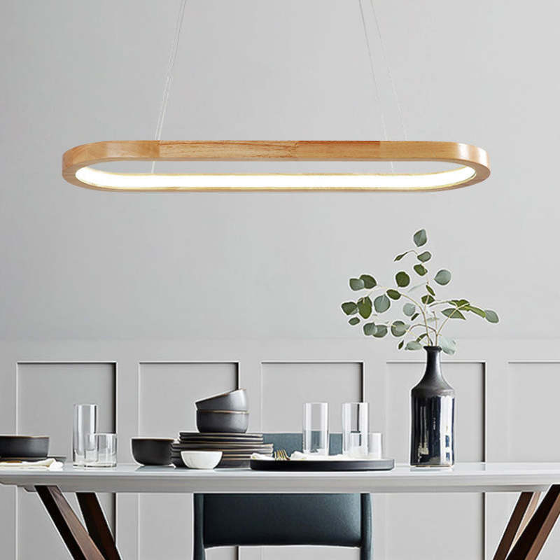 Freyza | Veon Contemporary Oval Wood Pendant Light – Contemporary Kitchen Dining Room