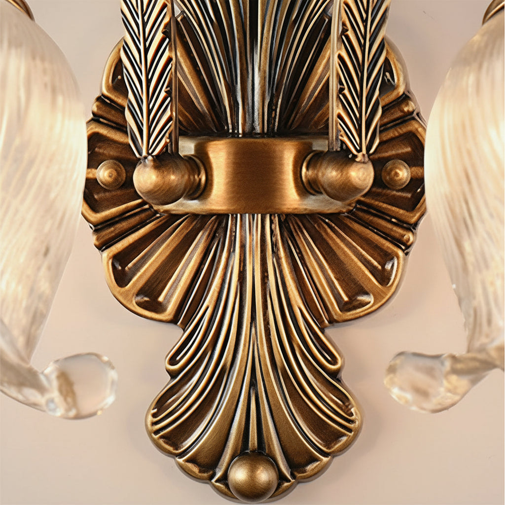 Freyza - Vintage Brass Wall Sconce – American Retro Glass LED E14 - Full Spectrum & 29-30cm