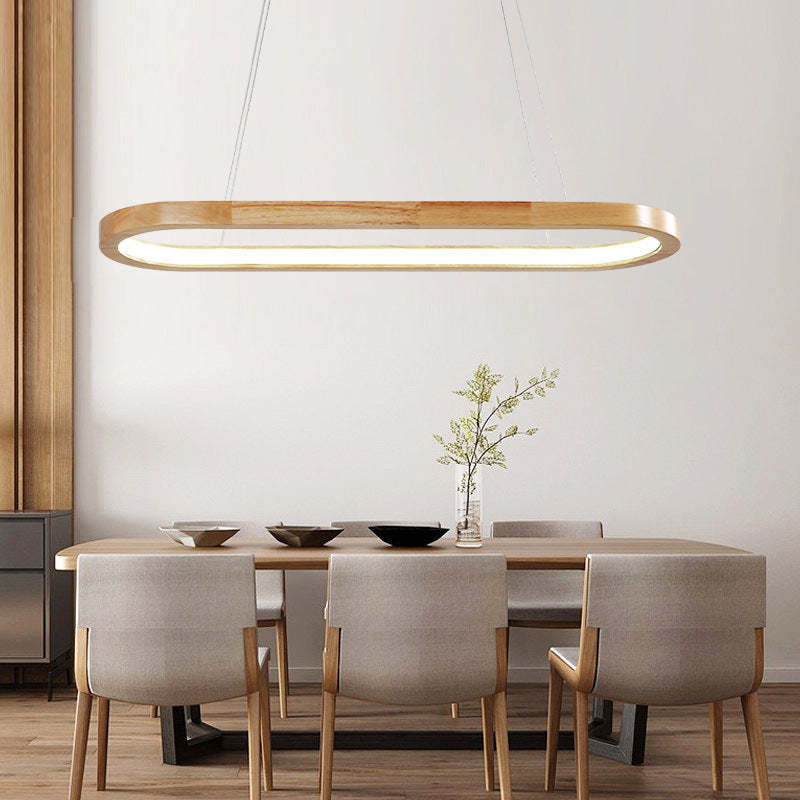 Freyza | Veon Contemporary Oval Wood Pendant Light – Contemporary Kitchen Dining Room