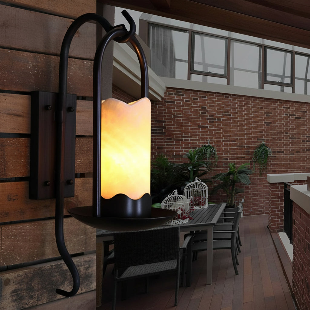 Freyza - LED Wall Sconce Light – Modern Candlestick Iron Marble Texture (50x18cm / 20x7in)