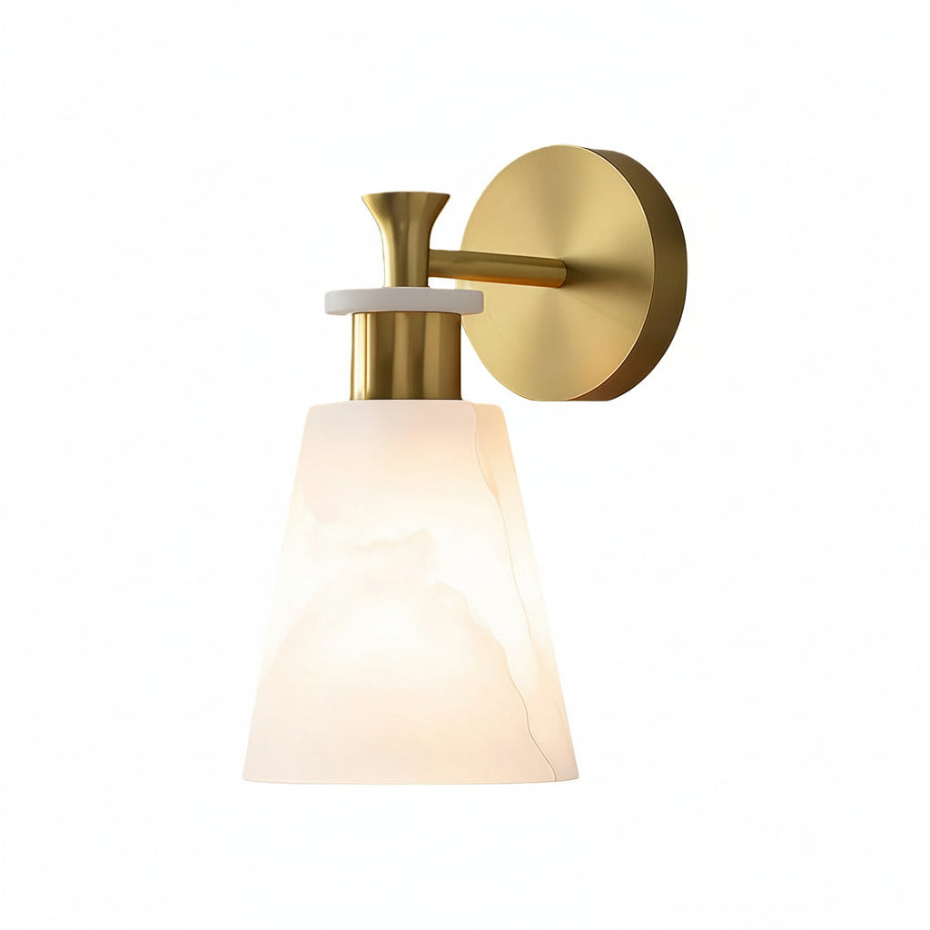 Freyza - LED Wall Sconce – Minimalist Brass Natural White Marble E14 (12x12x25cm)